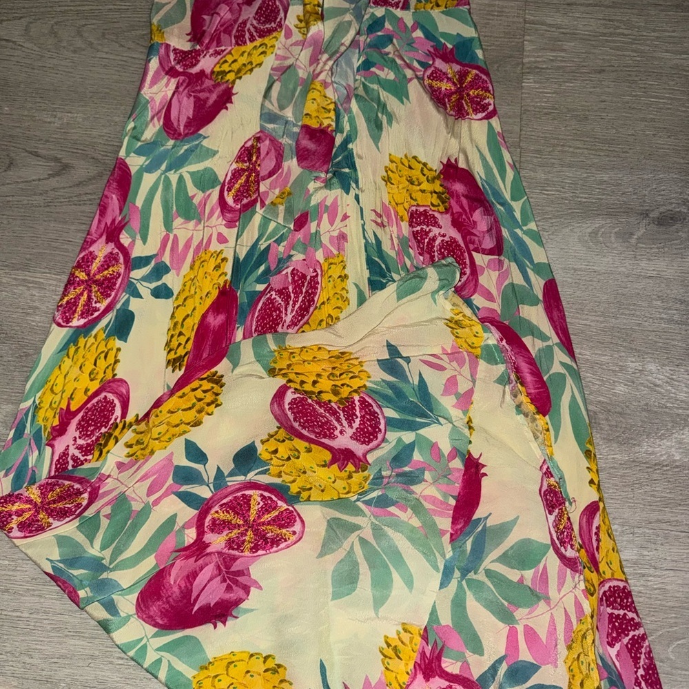 TAJ Sabrina Crippa Fruit Print Satin Maxi Dress XS - Picture 4 of 7